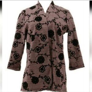 Slinky Brand plaid flannel floral print open front jacket